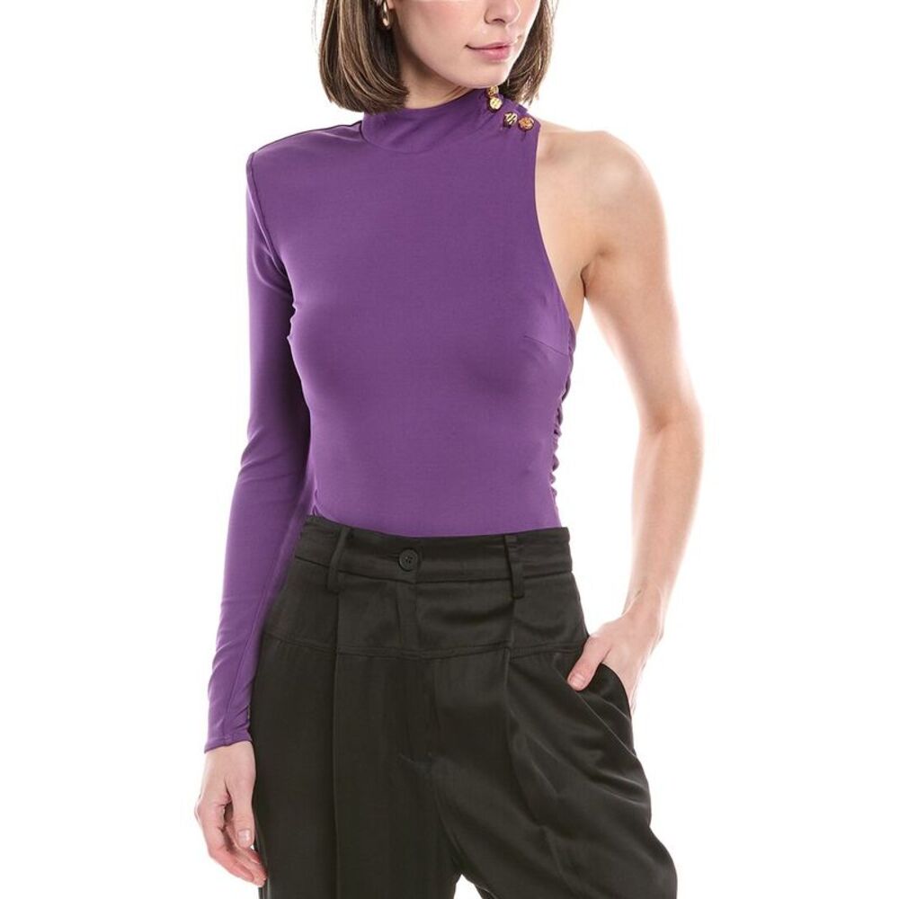 Elisabetta Franchi Womens Asymmetrical Bodysuit, Purple